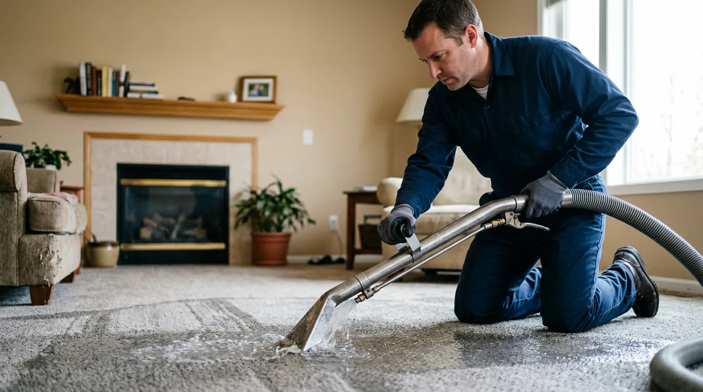 Water damage restoration technician working near Pisek, ND